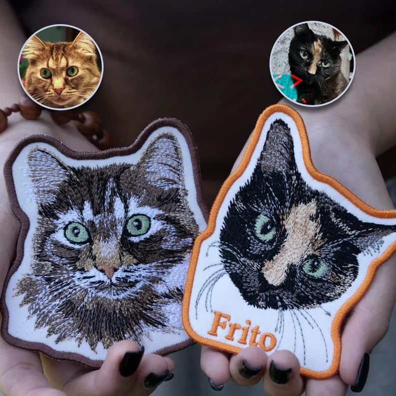 猫咪头像姓名刺绣章